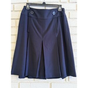 Ann Taylor Dark Blue School Girl Pleated Kangaroo‎ Pocket Skirt Lined Size 4